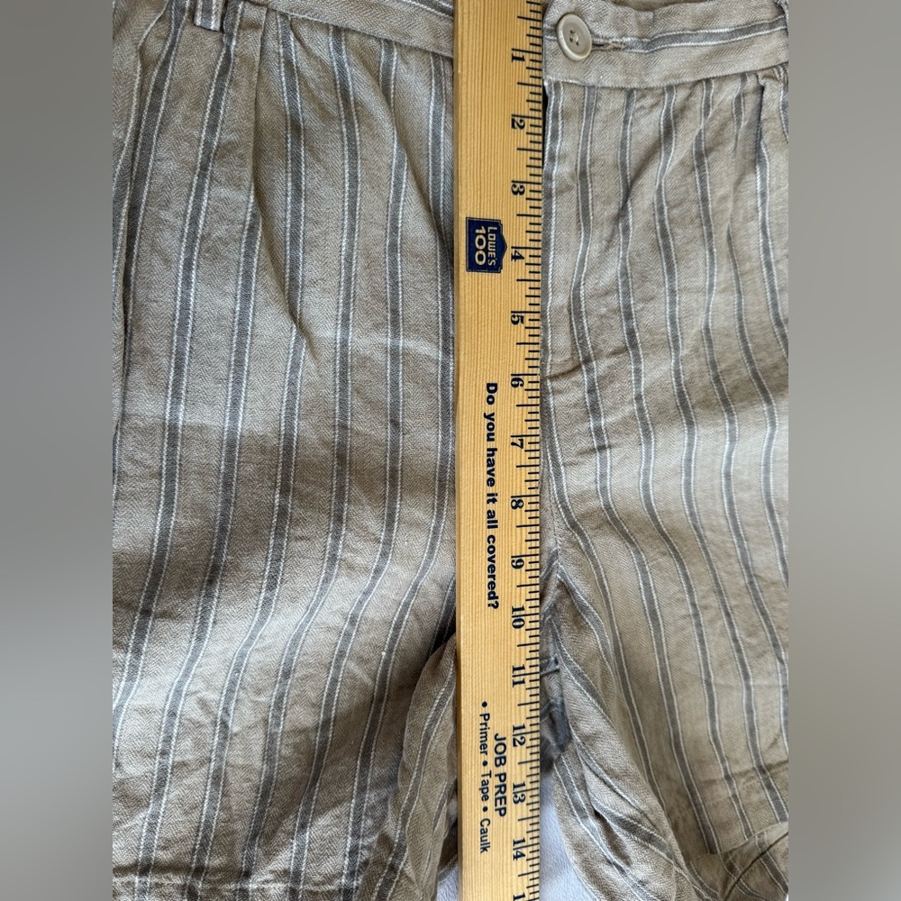 Peruvian Connection 100% Linen Brown Tan Women Shorts 14 Pockets Lightweight - Picture 9 of 10